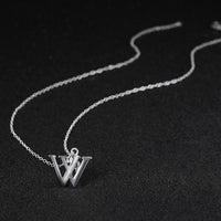 Sterling Silver Plated Necklace Women Pendant Initial Letter Alphabet B375