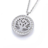 Stainless Steel Set Pendant Necklace Earrings Clay Tree of Life Gold 17" Z755