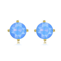 Yellow Gold Plated Earrings  Stud Opal  Push Back Clasp L479