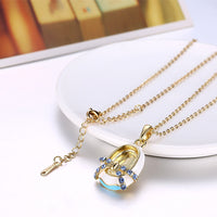 Yellow Gold Plated Necklace Pendant  AAA Zirconia  Lobster Clasp B178