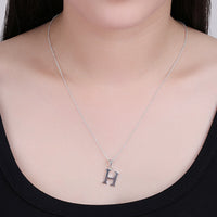 Sterling Silver Plated Necklace Women Pendant Initial Letter Alphabet B375