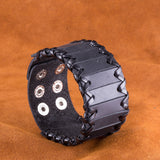 Leather Bracelet Black Brown 9.5 Inches 38MM Push button  L447