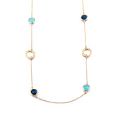 Yellow Gold Plated Necklace Chain AAA Zirconia Blue Lobster Clasp B386