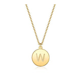 Pendant Necklace Chains Flat Round Initial Alphabet Letter Gold 16.15" P652