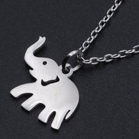 Stainless Steel Pendant Necklace Lobster Clasp Elephant Silver 15.7" 1.5mm P47