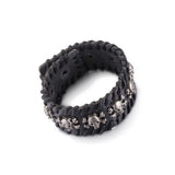 Leather Bracelet Black Brown 9 Inches 28MM Push Button  L449