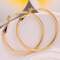 Yellow Gold French Back Hoop Earrings L109