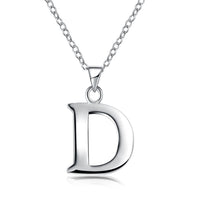 Sterling Silver Plated Necklace Women Pendant Initial Letter Alphabet B375