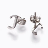 Stainless Steel Set Stud Earring Pendant Necklace Alphabet Letter 17.7" P495