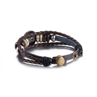 Leather Bracelet  Brown 8.5 Inches 20MM Push button  L442