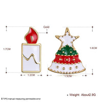 Rose Gold Platinum Enamel Stud Earrings Christmas Tree Candle 17x12mm P133