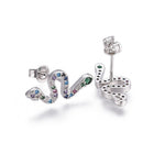 Zirconia Stud Earrings Snake Colorful Gold 17-17.5x8mm Pin 0.7mm  P568