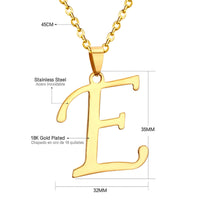 Stainless Steel Women's Unisex 18 Inch Necklace Pendant Letter Lobster Clasp S2