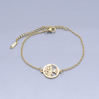 Stainless Steel Bracelet Lobster Clasp Tree of Life Silver Gold Adjustable P259