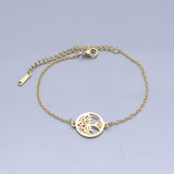 Stainless Steel Bracelet Lobster Clasp Tree of Life Silver Gold Adjustable P259