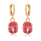 Gold Rhinestone Dangle Hoop Earrings Crystal Brown Red Purple 25x8mm Z267