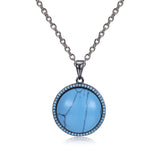 Platinum Plated Necklace Pendant Drop Kallaite Blue 20 Inch 1MM Lobster B192