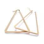 304 Stainless Steel Hoop Earrings Triangle Gold 64x51x2mm Pin 0.8mm  P612