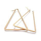 304 Stainless Steel Hoop Earrings Triangle Gold 64x51x2mm Pin 0.8mm  P612