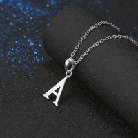 Sterling Silver Plated Necklace Women Pendant Initial Letter Alphabet B375