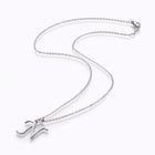 Stainless Steel Set Stud Earring Pendant Necklace Alphabet Letter 17.7" P495