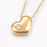 Stainless Steel Set Stud Earrings Pendant Necklaces Heart Gold Silver 17.7" P681