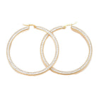 Stainless Steel Hoop Earrings Polymer Clay Rhinestone Gold 1.4" Up To 2.3" P595