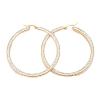 Stainless Steel Hoop Earrings Polymer Clay Rhinestone Gold 1.4" Up To 2.3" P595