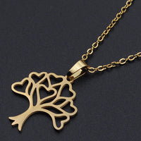 Stainless Steel Pendant Necklace Lobster Clasp Tree Silver Gold 17.71" 1.5mm P85