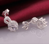 Sterling Silver Plated Earrings Butterfly Stud Zirconia  Push Back Clasp L691