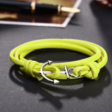 Leather Bracelet Anchor 8 Inches 10MM Hook Clasp L477