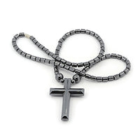 Unisex Saint Cross Non-Magnetic Hematite Pendant Necklace Black 18" Z452