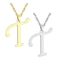 Stainless Steel Women's Unisex 18 Inch Necklace Pendant Letter Lobster Clasp S2