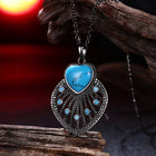 Platinum Plated Necklace Pendant Heart Kallaite  Blue 18 Inches 1MM Lobster B190