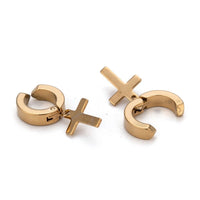 Stainless Steel Cross Clip-on Earrings Hypoallergenic Gold Silver Purple Z342