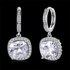 Yellow Gold Platinum Plated Earrings  Drop Dangle Zirconia Latch Back Clasp L594