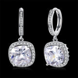 Yellow Gold Platinum Plated Earrings  Drop Dangle Zirconia Latch Back Clasp L594
