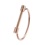 Stainless Steel Bangle Bracelet Screw Clasp Black Rose Gold 2.4" Diameter P515