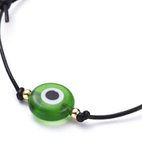 Adjustable Cowhide Cord Bracelet Handmade Evil Eye Gold Z142