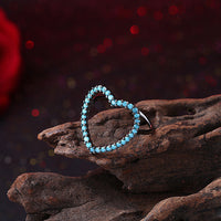 Yellow Gold Black Gunmetal Plated Kallaite Ring Heart Blue B492