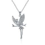 Rose Gold Platinum Plated Necklace Pendant Tinkerbell Wings Fairy 20" 2MM Lobster B333