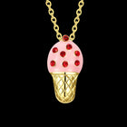 Yellow Gold Plated Necklace Women's Pendant Ice Cream AAA Zirconia Lobster B176