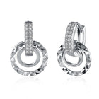 Yellow Gold Platinum Plated Earrings Drop Dangle Zirconia  Latch Back Clasp L578