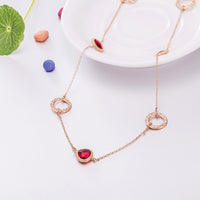 Yellow Gold Plated Necklace Chain AAA Zirconia Red Lobster Clasp B385