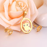 Stainless Steel Womens Unisex Set 18 Inch Necklace Earrings Owl Y92