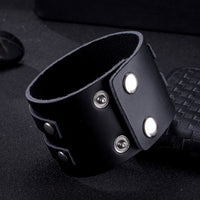 Leather Bracelet  9 Inches 49MM Push button L444