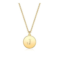 Pendant Necklace Chains Flat Round Initial Alphabet Letter Gold 16.15" P652