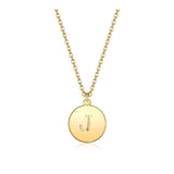 Pendant Necklace Chains Flat Round Initial Alphabet Letter Gold 16.15" P652