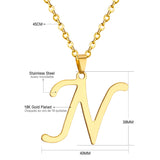 Stainless Steel Women's Unisex 18 Inch Necklace Pendant Letter Lobster Clasp S2