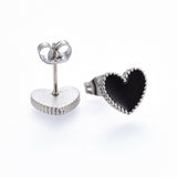 Stainless Steel Set Pendant Necklace Earrings Bracelets Enamel Heart 17" P721